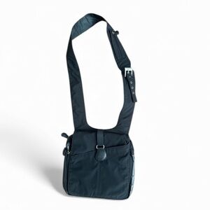 AmeriBag New Yorker Crossbody Messenger Bag Black Nylon, Black Leather